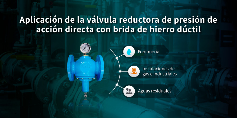 Aplicaciones de la válvula reductora de presión de acción directa en hierro dúctil con conexión de brida Aplicaciones de la válvula reductora de presión de acción directa Z-Tide en hierro dúctil con conexión de brida